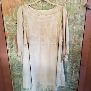 Solitaire embroidered hi lo baby doll dress boho prairie western like new!